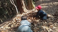 午後は、山で落ち葉遊び
